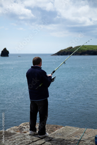 man fishing on the beach