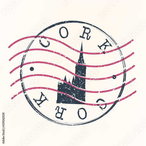 Cork Ireland Stamp Postal. Silhouette Seal. Passport Round Design. Vector Icon. Design Retro Travel. National Symbol.