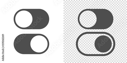 toggle vector switch slider button. on off. mobile phone ui interface turn power. control web bar. active green inactive grey isolated on white background. shutdown indicator. navigation panel set