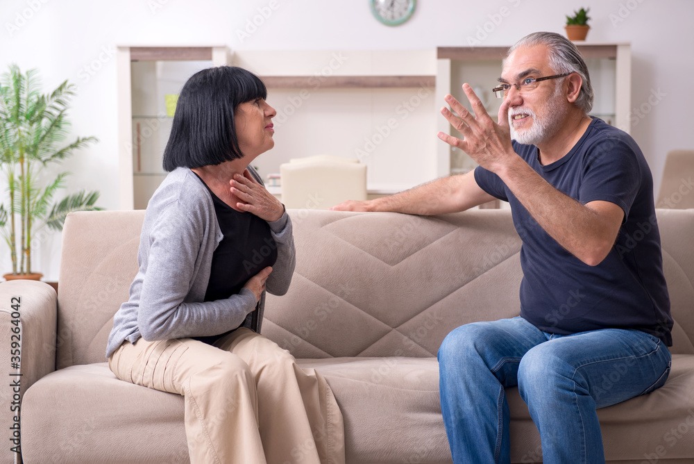 Old couple having argument at home Old couple having argument at home
