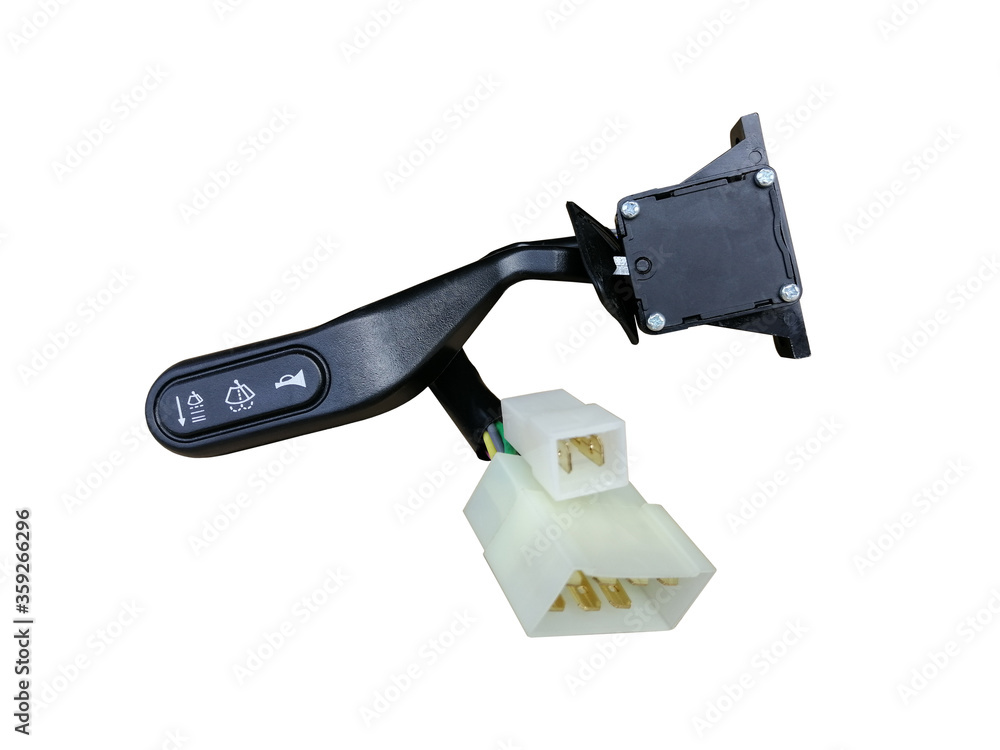 New car turn switch on an isolated white background. Spare parts. New car turn switch on an isolated white background. Spare parts.
