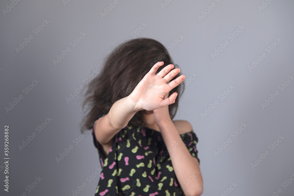 sad woman hand stop sign sad woman hand stop sign