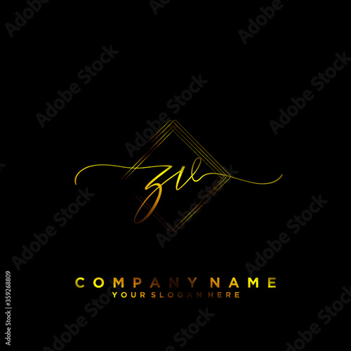 ZV Initial handwriting logo vector	
