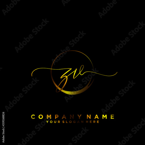 ZV Initial handwriting logo vector	
