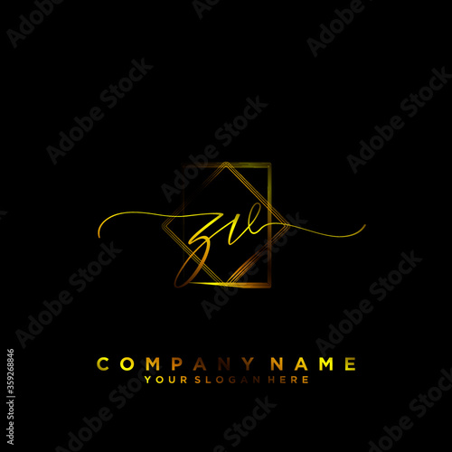 ZV Initial handwriting logo vector	
