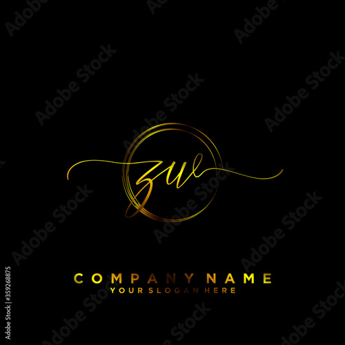 ZW Initial handwriting logo vector	

