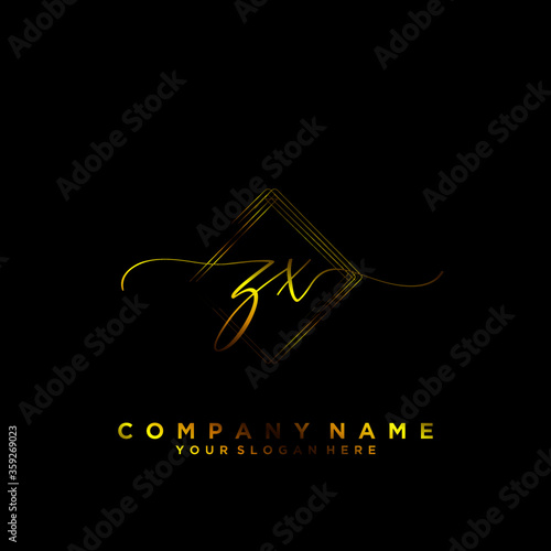 ZX Initial handwriting logo vector	
