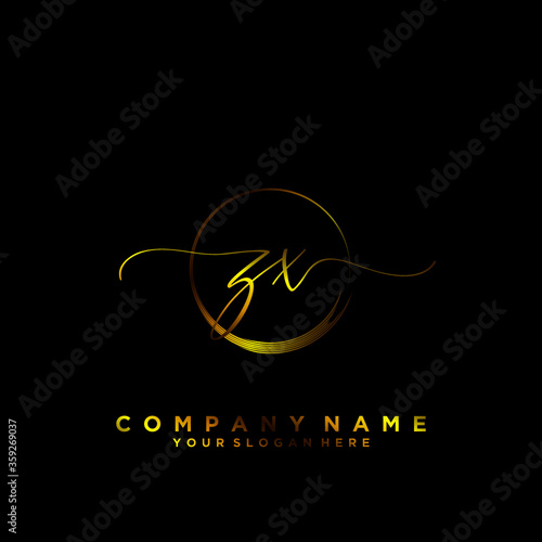 ZX Initial handwriting logo vector	
