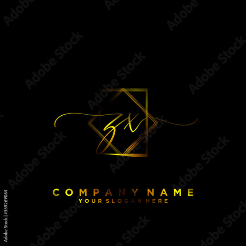 ZX Initial handwriting logo vector	
