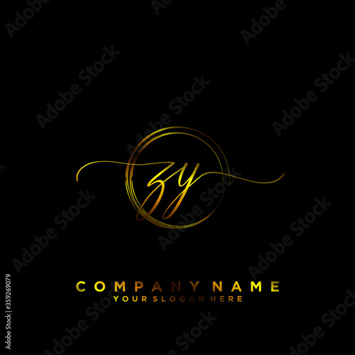 ZY Initial handwriting logo vector	
