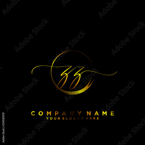 ZZ Initial handwriting logo vector	
