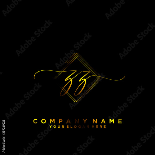 ZZ Initial handwriting logo vector	
