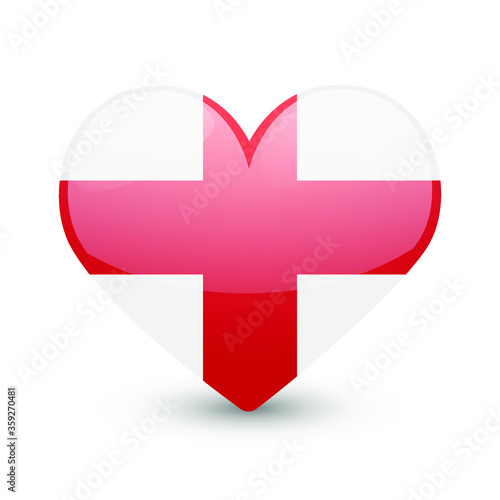 England Flag Heart Love Emoji Icon Object Symbol Gradient Vector Art Design Cartoon Isolated 