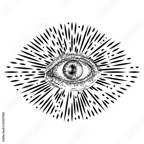 Eye of Providence or All seeing eye. Masonic symbol. New world order sacred religion symbol and spiritual occultism. Occulture vector.
