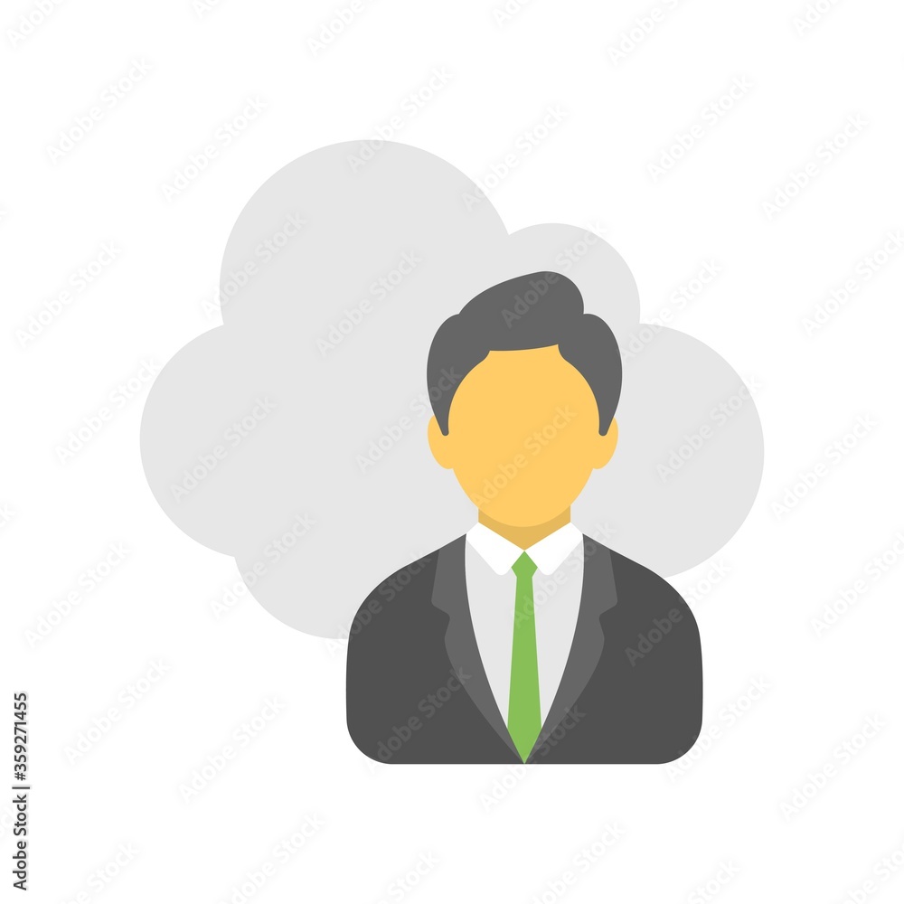 Businessman with cloud computing symbol. Flat business information systems icon. Businessman with cloud computing symbol. Flat business information systems icon.
