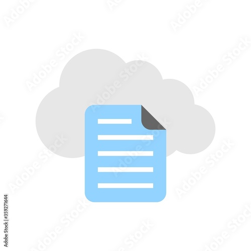 Cloud with document symbol. Uploading files to cloud icon illustration. Download from cloud.