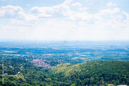 hiking in the taunus region view of the rhine-main area with the frankfurt skyline