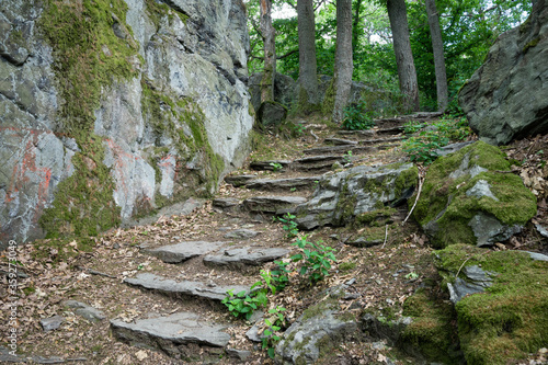 hiking in the taunus in the rhine-main area near frankfurt am main between rocks in wurnderbare nature