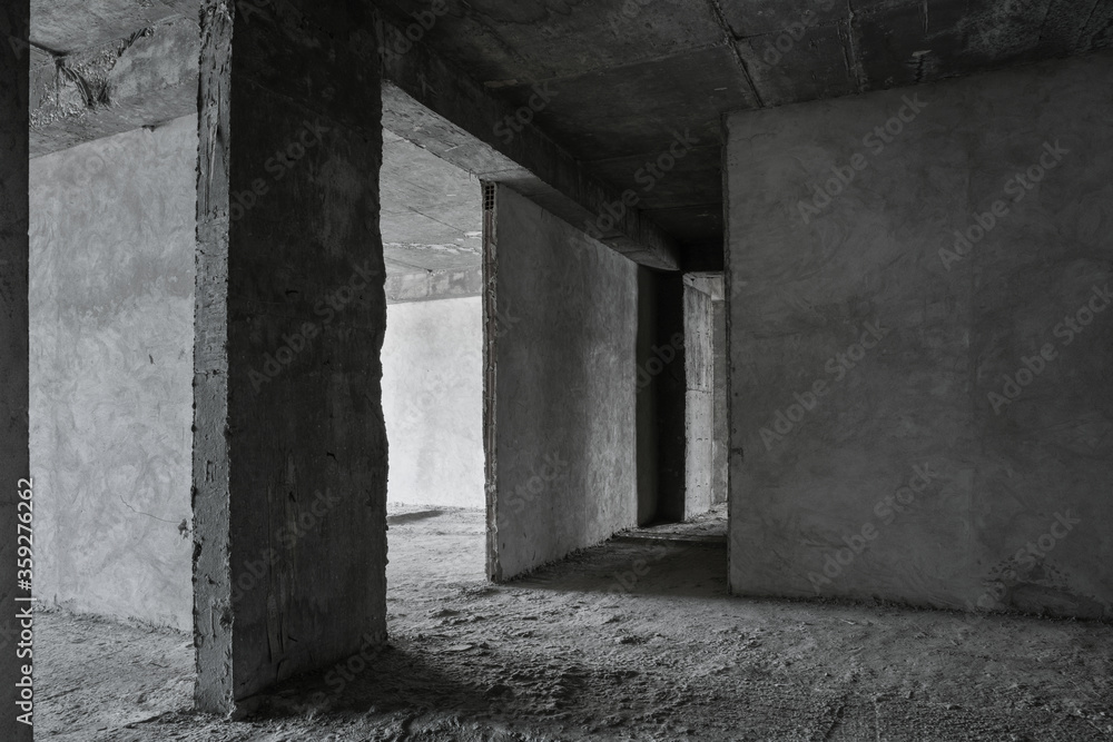 Fototapeta premium Unfinished building interior. Repairs in the apartment.