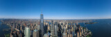 Aerial panorama of New York City skyline with both Brooklyn and downtown Manhattan