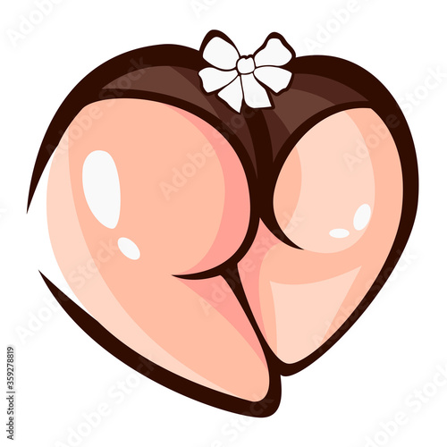 Close-up sexy naked woman booty ass in  cute lingerie. Vector Illustration. Sexy ass in  short shorts. Sexy back. Women's naked sports booty back view. Pumped up ass. Hot intimate sticker.