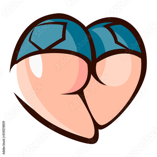 Close-up sexy naked woman booty ass in  cute lingerie. Vector Illustration. Sexy ass in  short shorts. Sexy back. Women's naked sports booty back view. Pumped up ass. Hot intimate sticker.