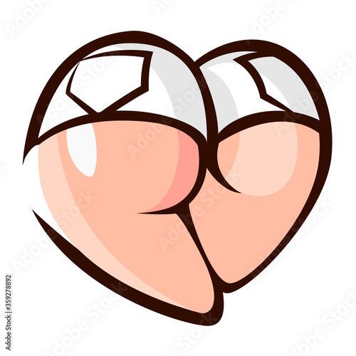 Close-up sexy naked woman booty ass in  cute lingerie. Vector Illustration. Sexy ass in  short shorts. Sexy back. Women's naked sports booty back view. Pumped up ass. Hot intimate sticker.