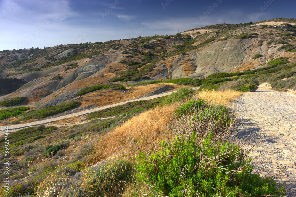 Path in Cyprus hills surrounded by a beautiful and colorful preserved nature Path in Cyprus hills surrounded by a beautiful and colorful preserved nature