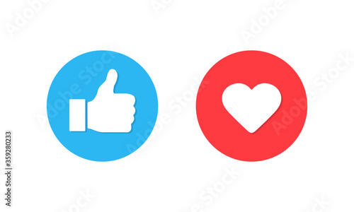 Thumbs up and heart, social media icon. Vector Illustration. EPS 10