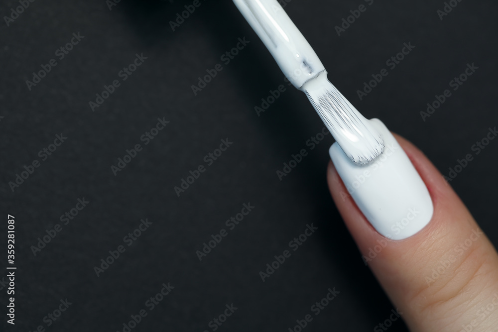 White Finger nails point isolated with nail polish. Painting nails. White Finger nails point isolated with nail polish. Painting nails.