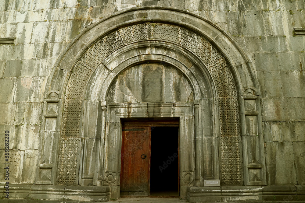 Gorgeous Doorway of the Book Depository in Haghpat Medieval Monastery Complex, Town of Hagphat, Lori Province, Armenia