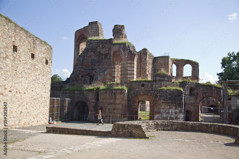 The imperial baths(kaiserthermen)in the roman town trier in rhineland-palatinate,germany.