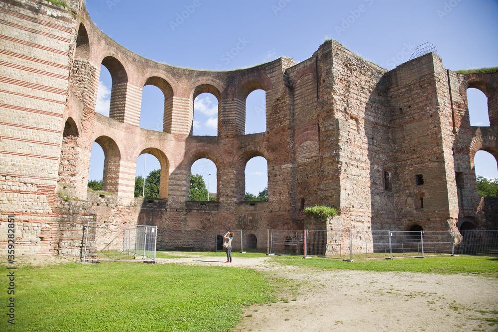 The imperial baths(kaiserthermen)in the roman town trier in rhineland-palatinate,germany.