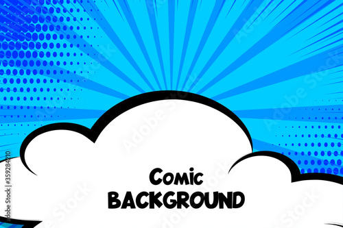 Comic book cartoon cloud speech bubble for text
