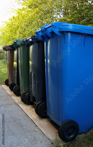 Waste Disposal Bins in a House Driveway