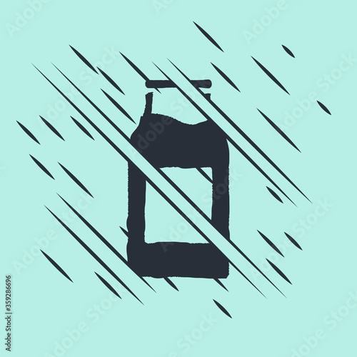 Black Closed glass bottle with milk icon isolated on green background. Glitch style. Vector Illustration