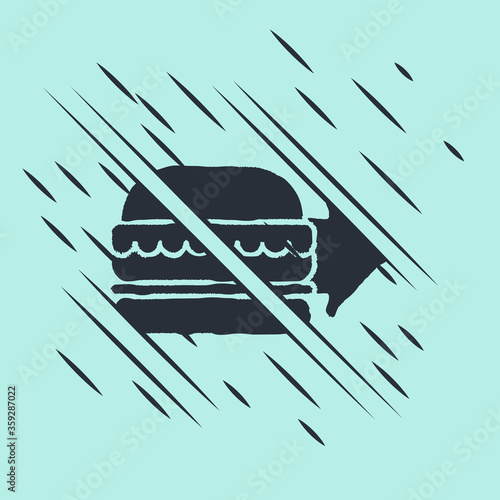 Black Online ordering and burger delivery icon isolated on green background. Glitch style. Vector Illustration