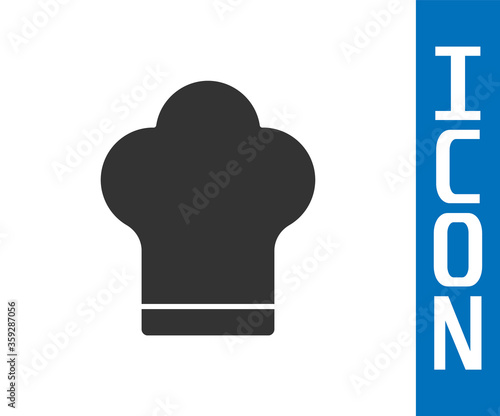 Grey Chef hat icon isolated on white background. Cooking symbol. Cooks hat.  Vector Illustration