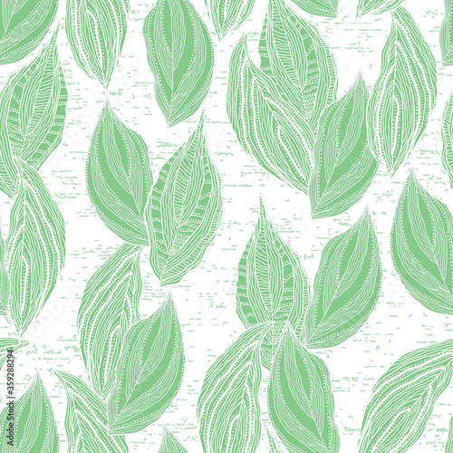 green white grass textured leaf doodle background design © MiSOOK