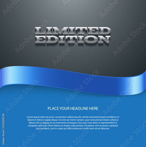 vector marketing banner with 3d text and a bright silky ribbon - "limited edition"