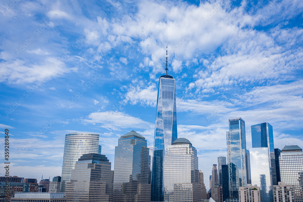 Aerial view of New York Manhattan with skyline and lower downtown. Aerial view of New York Manhattan with skyline and lower downtown.