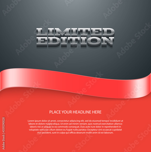 vector marketing banner with 3d text and a bright silky ribbon - "limited edition"