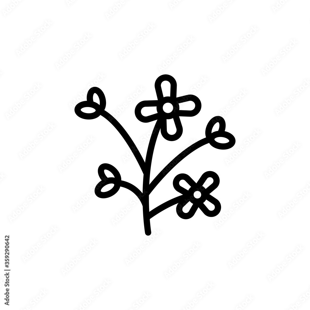 Mustard flower icon. Simple line, outline vector elements of botanicals icons for ui and ux, website or mobile application Mustard flower icon. Simple line, outline vector elements of botanicals icons for ui and ux, website or mobile application