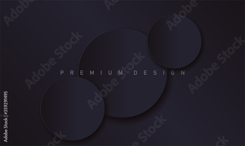 Abstract modern black luxury design background with realistic paper circles with shadows for banner