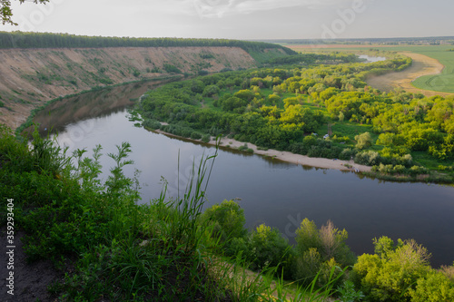 Panoramic view of the evening river