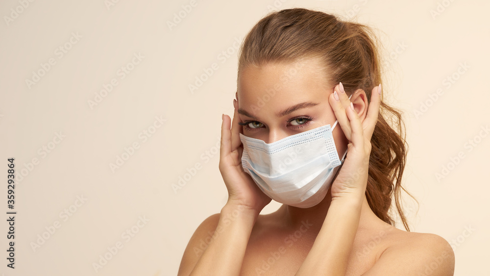 medicine, vaccination and healthcare female doctor or scientist in mask with syringe medicine, vaccination and healthcare female doctor or scientist in mask with syringe