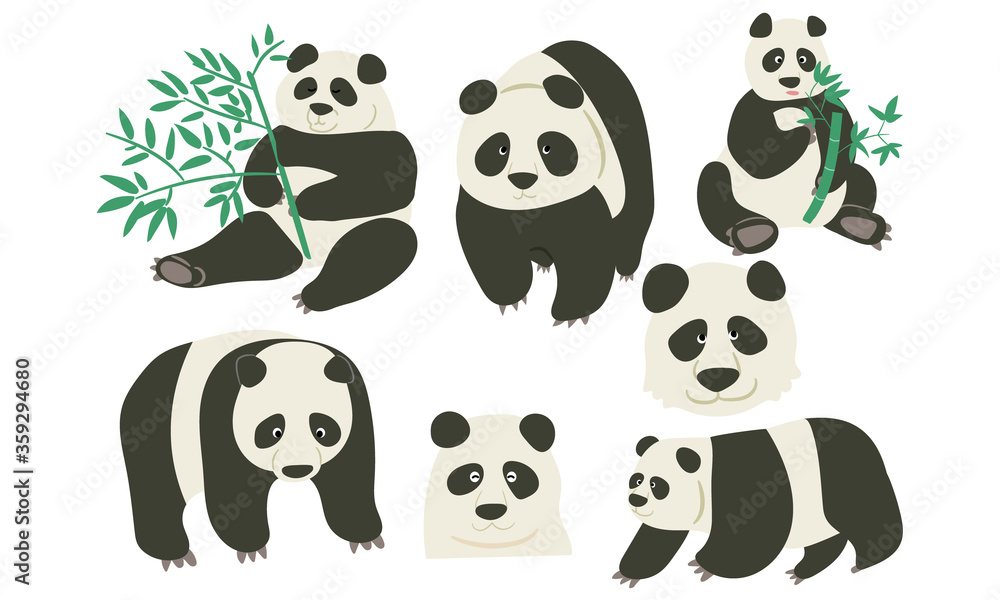panda variant pose vector set panda variant pose vector set