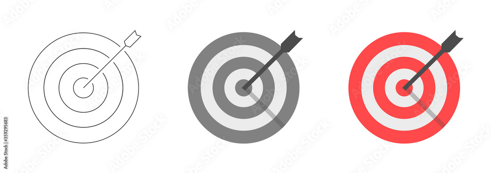Vertical archery target and arrow isolated design for sport game and business vector background illustration. Vertical archery target and arrow isolated design for sport game and business vector background illustration.