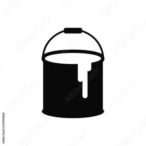 Black paint can logo vector illustration on White background liquid color bucket container icon