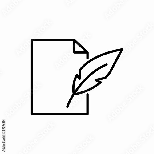 Outline document feather pen icon.Document feather pen vector illustration. Symbol for web and mobile